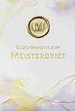 Kurt Eulzer Grußkarte zum Meisterbrief Glückwunschkarte zur Meisterprüfung edles Design 11,5 x 17 cm inkl Umschlag FSC Papier Innen weiß, Meister Brief Karte