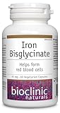 BioClinic Naturals Iron Bisglycinate 45 mg, 60 Vegetarian Capsules, Highly Bioavailable, Helps to Form Red Blood Cells & Prevent Iron Deficiency Anemia