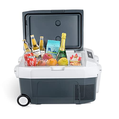 AA Products 12 Volt Car Fridge, 30 Litre Portable Freezer Compressor Camping Fridge Cooler with Wheels 12/24V DC & 100-240V AC for SUV RV CAMPERVAN