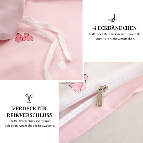 Freyamy Mädchen Bettwäsche 220x240 Baumwolle Rosa Blumen Bettwäsche Set – Ansicht 6
