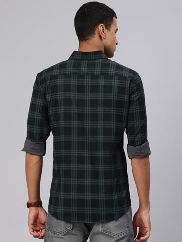 Image of Majestic Man Comfort Slim Fit Cotton Blend Checked Casual Shirt