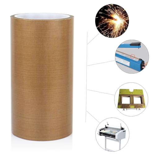 Image of BOMEI PACK PTFE Glass Cloth Tape, 1 Pack 7 inchx 33 ft High Temperature PTFE Tape Abrasion Resistant Surface Protection for Vacuum Sealer Machine, Hand Impulse Sealers Insulation Coated