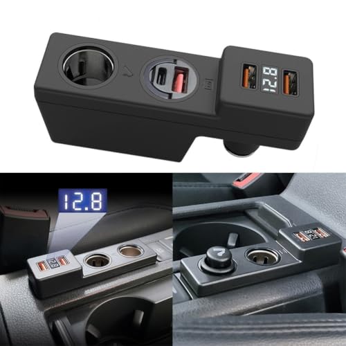 Cargador de coche USB para Golf 7 adaptador de carga rápida con pantalla de voltaje LED interior negro 3