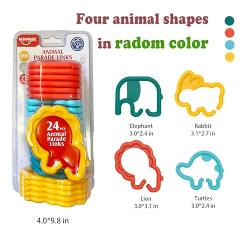 Image of Baby Links Rings Toys for Car Seat Stroller 24 PCS Animal Connecting Chain Rings Early Learning Toys for Toddlers
