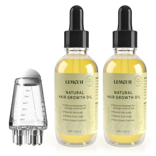 Veganic Natural Hair Growth Oil: Infused with Rosemary, Jojoba & Tea Tree Oil – Scalp Treatment for Hair Regrowth – Nourishes & Strengthens Damaged Hair – Vegan Formula for Women & Men – 100ML