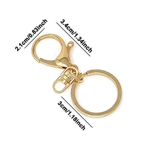 Honbay 20Pcs Zinc Alloy Kc Gold Lobster Claw Clasp Keychain, Key Ring Loop Key Holders With Flat Split Ring #TOP2