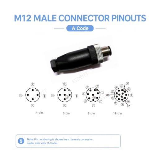 Conector M12 de 5 pines código A con enchufe cableado campo IP67 2