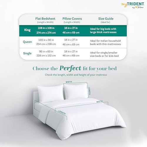 Image of MYTRIDENT Soft Comfort Bedsheet for Double Bed, 100% Cotton Bedsheet, Soft and Breathable, King Size Bedsheet with 2 Pillow Covers - Art Age