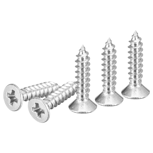 Image of DTGN 200Pcs #4x1 /2 inch Flat Head Wood Screws, 304 Stainless Steel Phillips Self Tapping Screws - Good for Woodworking, Furniture - Silver
