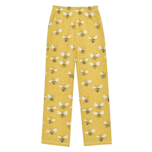 Pajama Bottoms, Cute Bees and Honeycomb Pattern Sleeping Pant Lounge Wear Pajamas Long Pants Sleepwear Pjs