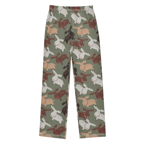 ZZXXB Lovely Deer Boys Long Pants Soft Trousers Elastic Waist Kids Lounge Bottoms with Pockets S-XL