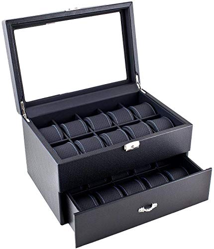 JHSHENGSHI Boîte à Montres Brillante (20 Montres), Noir Cover