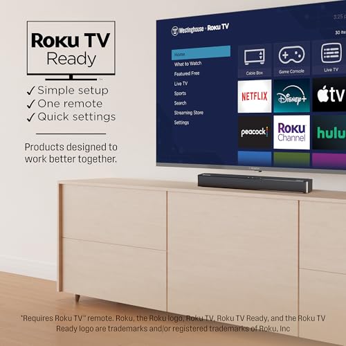 Westinghouse Sound Bar for Smart TV, 2.0 Compact Soundbar with Dolby Atmos and Digital Plus, 120W Surround Sound System for TV, Home Theater Audio, eArc, HDMI, Bluetooth, Roku TV Ready - Image 5