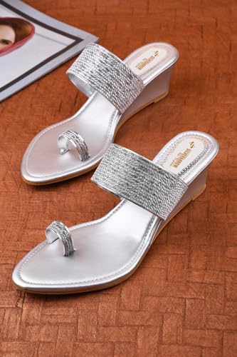 Image of SilverArrow Fashionable Stylish Ethnic Heel Sandal Wedges Sandal Sandal For Womens And Girls
