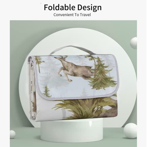 Image of Insular Baby Splat Mat for Under High Chair /Arts /Crafts, Anti Slip and Waterproof Splash Mat for Floor, Portable Picnic Mat, 51x51 Inch, Forest Deer