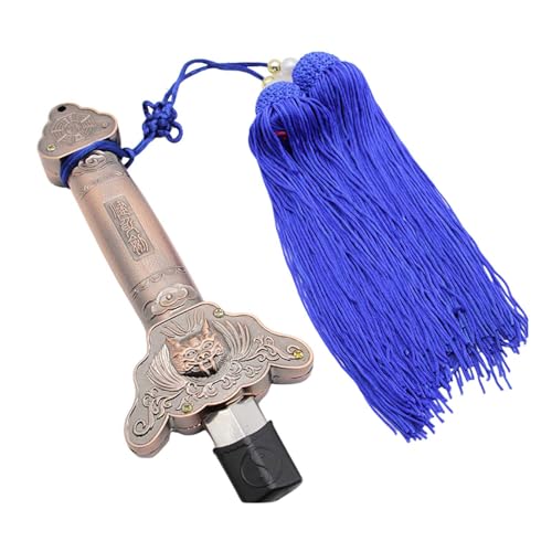 haoyunjianjiak 太極拳 太極剣 剣 健身剣 古武術 伸縮式 演劇用 運動 穂付き 入門 初心者 演舞 コンパクト 軽量 ショートスタイル 練習 演武用 (ブロンズ合金 + ブルーの氷絹剣タッセル)