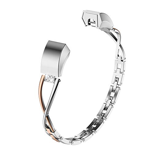 TOYOUTHS Compatible with Fitbit Alta Bands and Fitbit Alta HR Bands, Rhinestone Replacement Bands Accessories Straps Wrist Bands for Women (Rose Band)