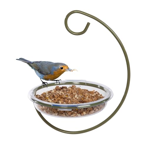 Mealworm and Robin bird feeder - Jacobi Jayne Easy-Clean Hanging Treat Dish - Ideal for Bird Seed Mealworms & table scraps - Hanging bird feeder for wild bird food (Hanging Treat Dish)
