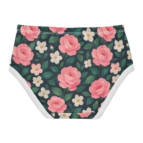 Joisal Toddler Underwear Floral 2t Cotton Panties Little Girl Pattern Briefs Undies Kids Cute Pink White Flowers Green2