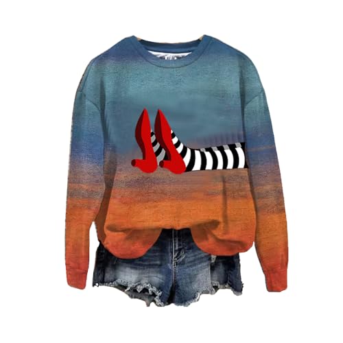 Halloween Red Shoes Print Sweatshirt Witch Funny Sweater