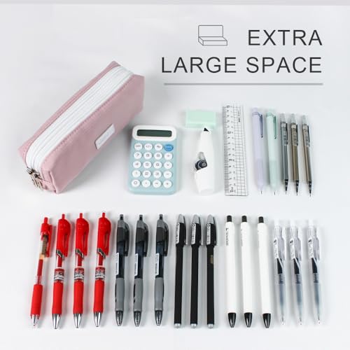 Image of Pencil Case for Girls, Dual Zipper Pen Pouch, Small Aesthetic Stationery Bag, Cute Makeup Organizer, Portable Storage Bag
