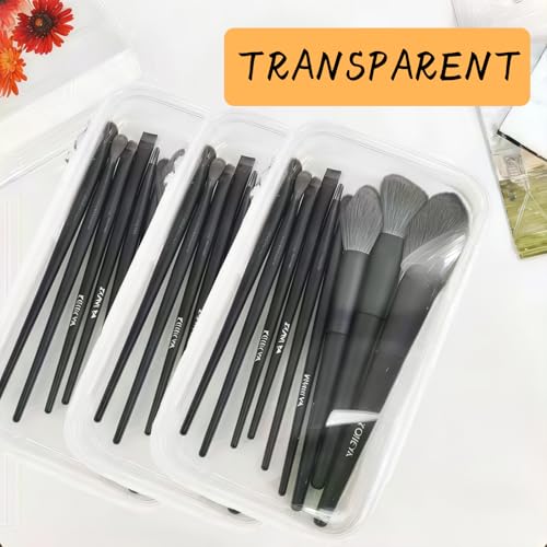 3 Pcs Zippered Transparent Cases，Clear Hard Pouch，Portable Double Zipper Hard Bag,Waterproof Clear Hard Shell Zipper Case for Cosmetic Storage, Snacks, Pencil Case (Small*3)4