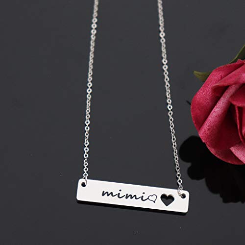 Grandma Gifts Stainless Steel Bar Pendant Necklace for Mimi Nana Gigi Grandmother Jewelry2