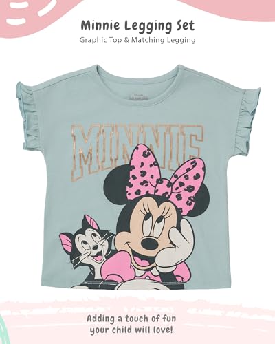 Image of Disney Minnie Mouse Toddler Girls Outfit, 2-Piece Ruffle Sleeve On Top T-Shirt and Stretchy Leggings Set