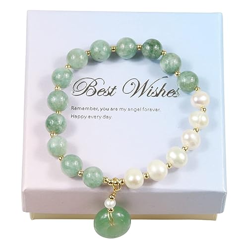Burmese Jade Pearl Bracelet, Gemstone Charm Elastic Beaded Bracelet, Elastic Bracelet, Bracelet for Women 6