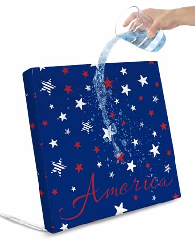 2 Pack Blue 4th of July Waterproof Cushion Covers with Ties, Outdoor Patio Chaise Lounge Chair Seat Cushion Slip Covers Replacement(Only Cover) Independence Day American Star 22