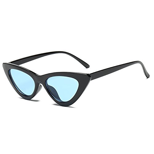 Sunglasses,Fashion Cat'S Eye Sunglasses Sexy Cute Lady Sunglases Red And Black Sunglass Mirror Frame Mercury Lens Black-Blue