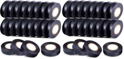 Image of Treela Black 66 ft 20 Rolls Electrical Tape 3 /4 Inch Waterproof Vinyl Electrical Insulating Tape Indoor Outdoor High Temperature Resistance Accessory for Wire and Cable (Pack of 2)