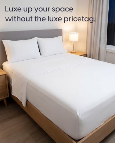 Image of Sleepy Town Full Size Bed Sheets - 4 Piece - Full Sheet Set - Extra Soft, Comfy & Cooling - Easy Care - Shrinkage, Wrinkle & Fade Resistant - Brushed Microfiber - Deep Pocket Bed Sheets (White)