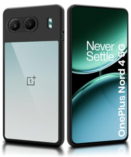 Image of WOW IMAGINE Shockproof Hybrid Back Cover for 1+ OnePlus Nord 4 5G | Hard Slim fit Back Case | PC & TPU | Clear Transparent Case - Black