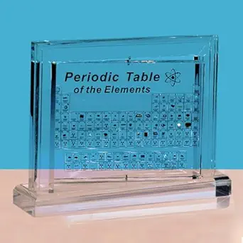 SOEPOTIX Periodic Table with Real Elements Inside, Periodic Table of Elements Large Acrylic 360?Rotating Periodic Table Display with 83 Real Elements Samples Gift for Student, Teachers