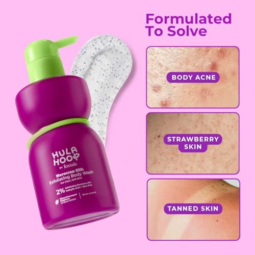Image of Hula Hoop Exfoliating Body Wash (2 Pcs) | 2% Salicylic Acid + Zinc PCA | Reduces Body Acne, Strawberry Legs & Tan | Exfoliates & Moisturizes to Reveal Smooth & Bump-free Skin | 500ml | For Men & Women