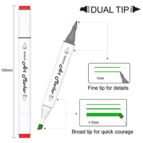 Shuttle Art 51 Colors Dual Tip Alcohol Based Art Markers, 50 Colors