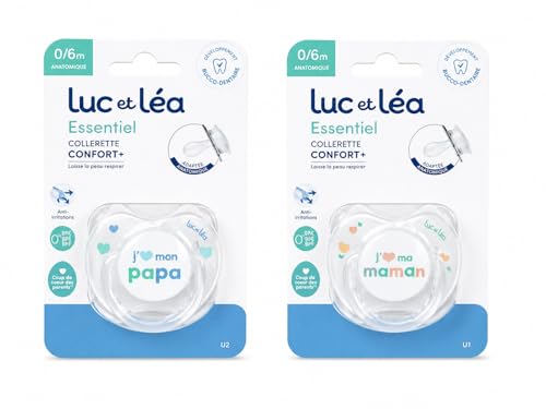 Lot de 2 Sucettes Bébé 0-6 mois – “J’aime ma maman” & “J’aime mon papa” –...