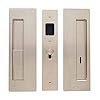 Cavilock CL400B-PR-38-LH Magnetic Privacy Pocket Door Pull Set with LH Snib/RH Emergency for 1-3/8 Inch Thick Doors - Satin Nickel