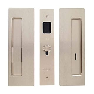 Cavilock CL400B-PR-38-LH Magnetic Privacy Pocket Door Pull Set with LH Snib/RH Emergency for 1-3/8 Inch Thick Doors - Satin Nickel