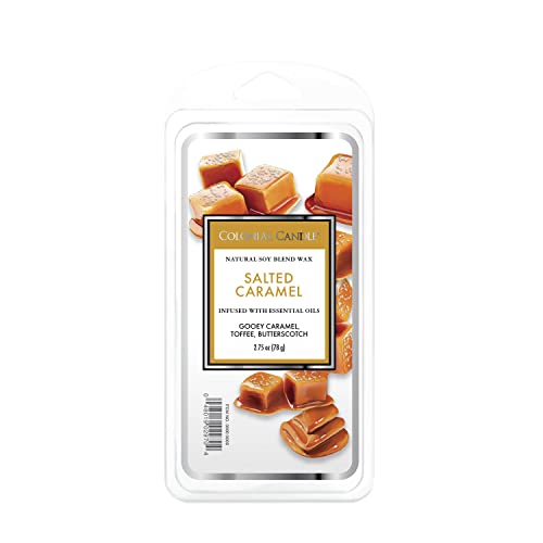 Colonial Candle Duftwachs Melts für Dein Zuhause - Salted Caramel (77g) - Der Cremige Karamellduft für Deine Duftlampe - Duftwachs-Melts mit je 4h Pro Block - Sojawachsmischung Cover