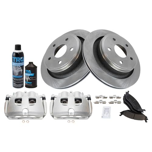 Image of TRQ Rear Brake Pad, Caliper, & Rotor Kit, with Chemical Kit Ceramic Compatible with 2012 Ram 1500