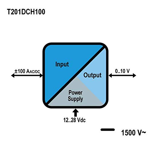 SENECA T201DCH100 Trasduttore di corrente AC/DC (± 100 A) a effetto Hall TRMS con uscita 0..10 V