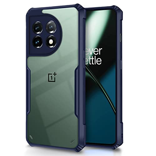Image of Pikkme OnePlus 11 5G Back Cover | Crystal Clear Transparent Back | Ultra Hybrid | Full Camera Protection | Raised Edge | Bumper Back Case (Blue)