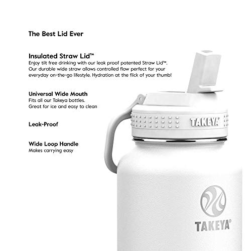 image for Takeya Actives Insulated Stainless Steel Water Bottle with Straw Lid, 