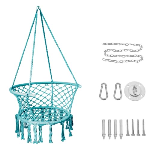 Silla colgante extra cómoda con kit de suspensión, hamaca portátil, barra de soporte de metal para uso en interiores y exteriores, dormitorio, patio, peso máximo 150 kg