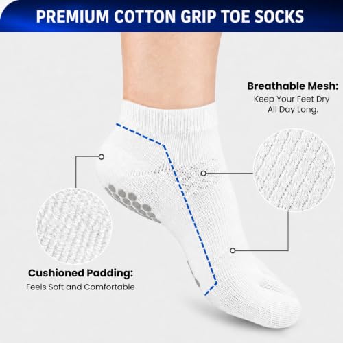 Image of Soxsense Soccer Grip Toe Socks, Non-Slip Socks for Sports & Pilates | Individual Five-Toe Design, Non-Slip Grip Sole, Supportive Arch Fit, Breathable Mesh Ventilation
