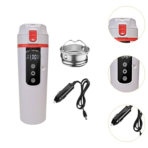 Tetera eléctrica para auto 12V/24V acero inoxidable blanca miniatura 3