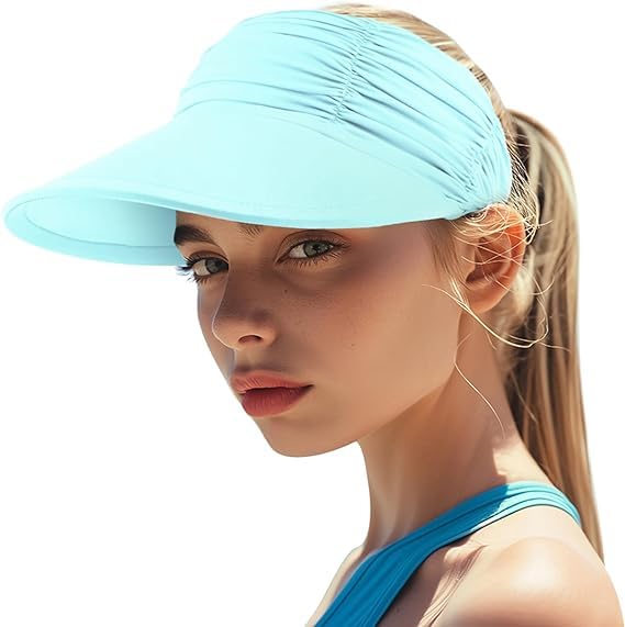 Baynetin Visera Mujer, Anti UV Gorra, Plegable Sombrero De Playa, Deportiva Protección UV, Duplica Protección de Piel, Sombrero de Sol para Juego, Deportivas para Exteriores