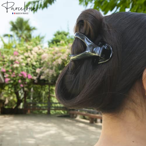 Parcelona French 2-Piece Oversized Claw Clip Set — Tortoiseshell & Black — view 6